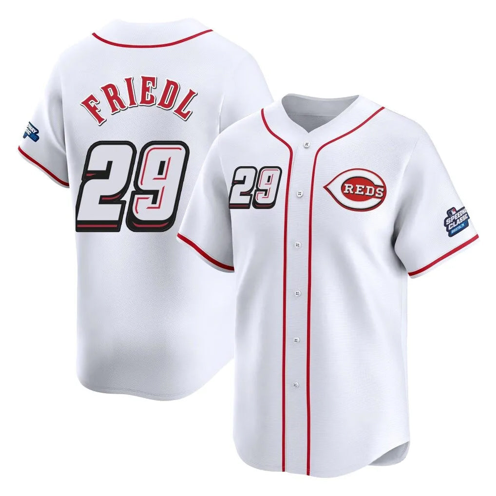 Pouc C.Reds #29 TJ Friedl Player White Speedway Classic Home Limited Stitched Jerseys