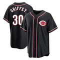 Pouc C.Reds #30 Ken Griffey Player Black Fashion Out Home Game Stitched Jerseys