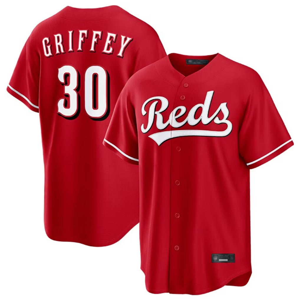 Pouc C.Reds #30 Ken Griffey Player Red Home Game Stitched Jerseys