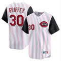 Pouc C.Reds #30 Ken Griffey Player White Black Stripe Field of Dreams Game Home Stitched Jerseys