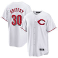 Pouc C.Reds #30 Ken Griffey Player White Home Game Stitched Jerseys