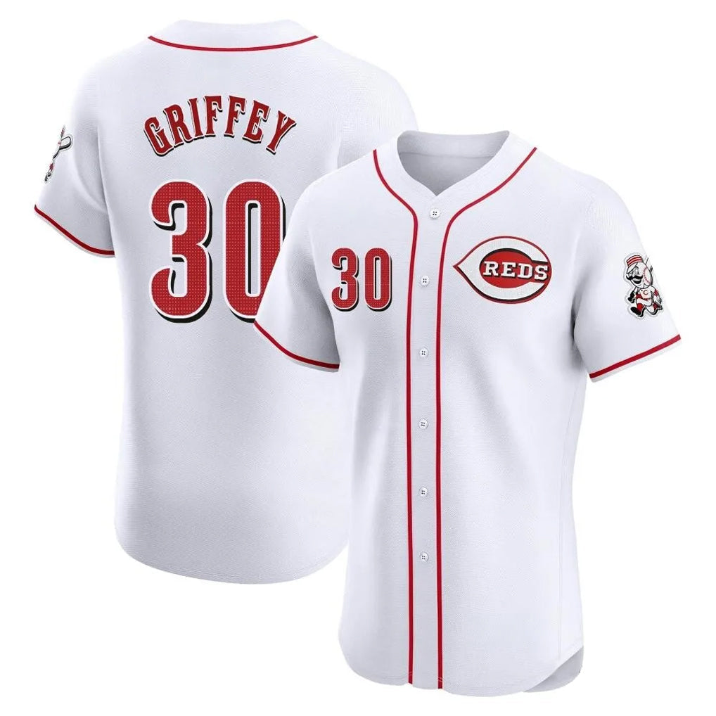 Pouc C.Reds #30 Ken Griffey Player White Limited Elite Home Stitched Jerseys