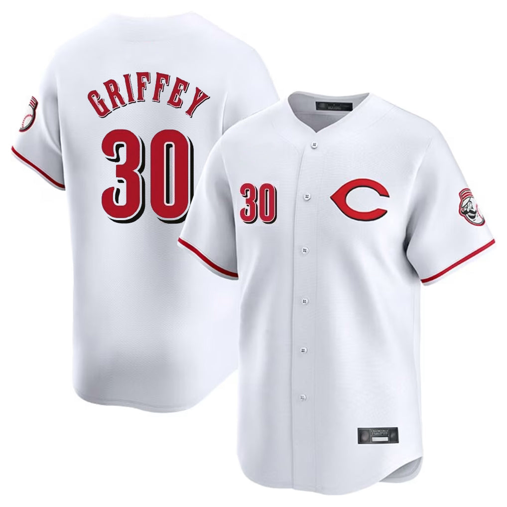 Pouc C.Reds #30 Ken Griffey Player White Limited Home Stitched Jerseys