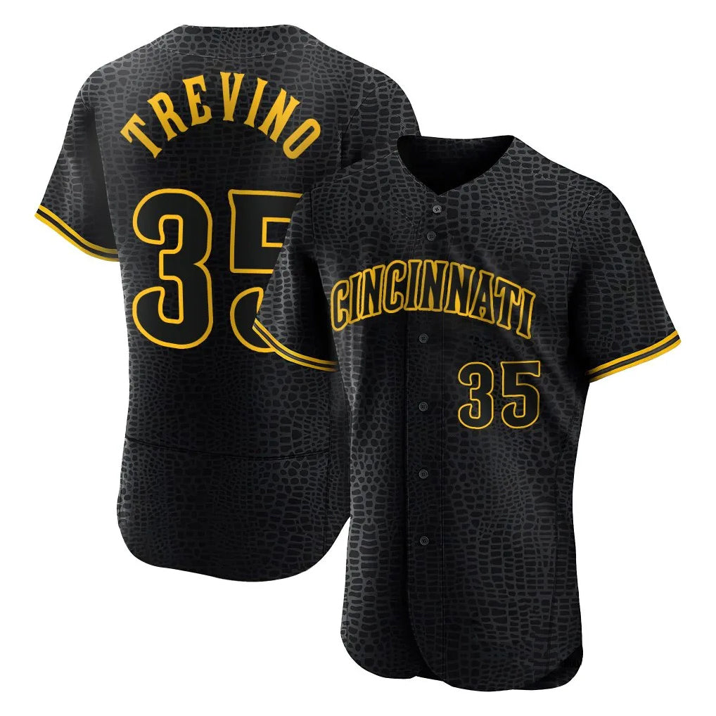 Pouc C.Reds #35 Jose Trevino Player Black Snake Skin City Limited Elite Home Stitched Jerseys