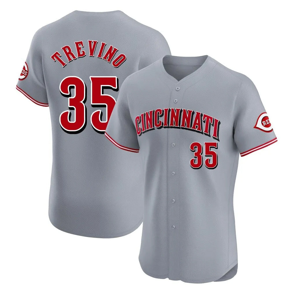 Pouc C.Reds #35 Jose Trevino Player Gray Limited Elite Home Stitched Jerseys