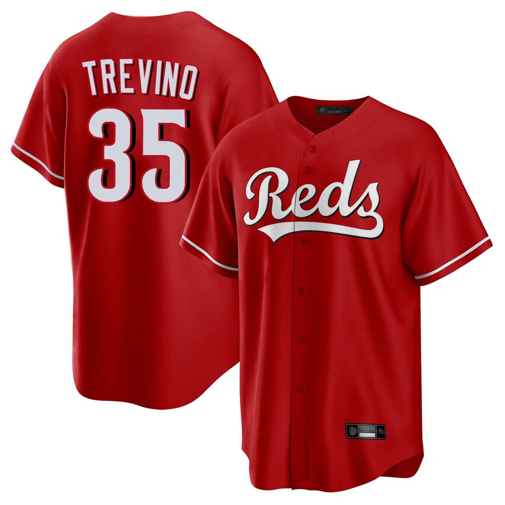 Pouc C.Reds #35 Jose Trevino Player Red Home Game Stitched Jerseys