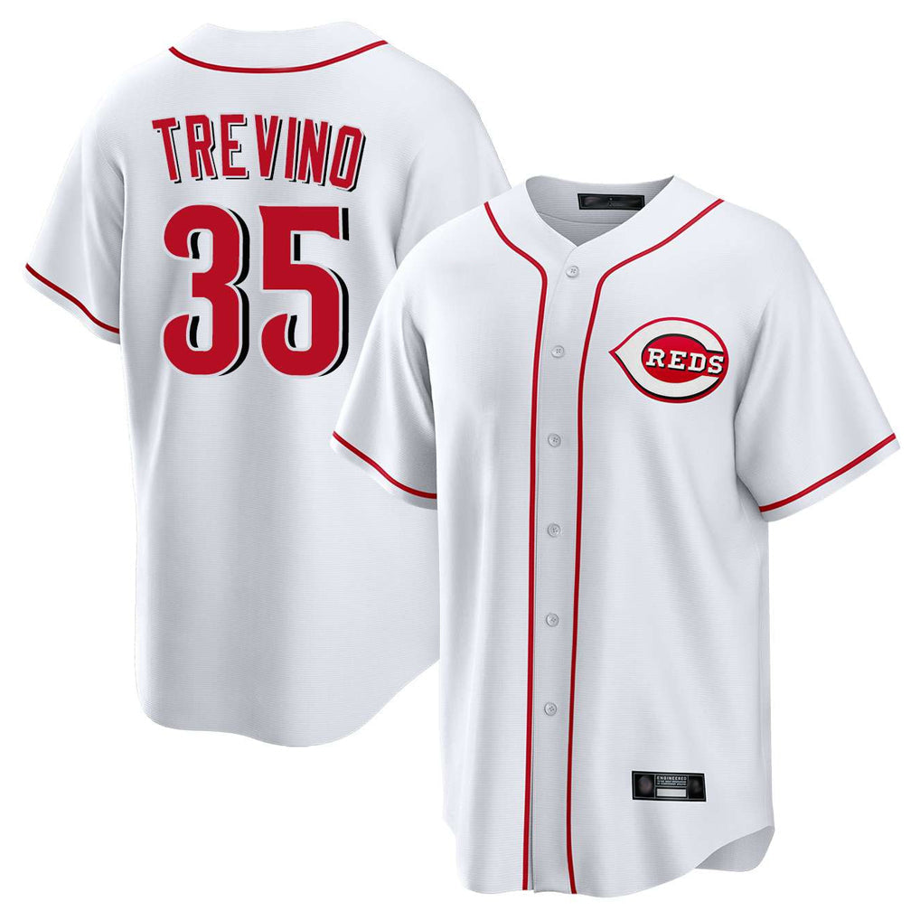 Pouc C.Reds #35 Jose Trevino Player White Game Home Stitched Jerseys