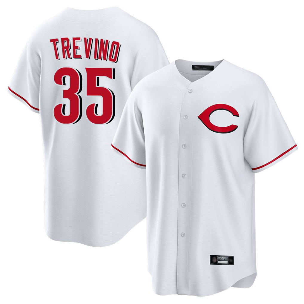 Pouc C.Reds #35 Jose Trevino Player White Home Game Stitched Jerseys