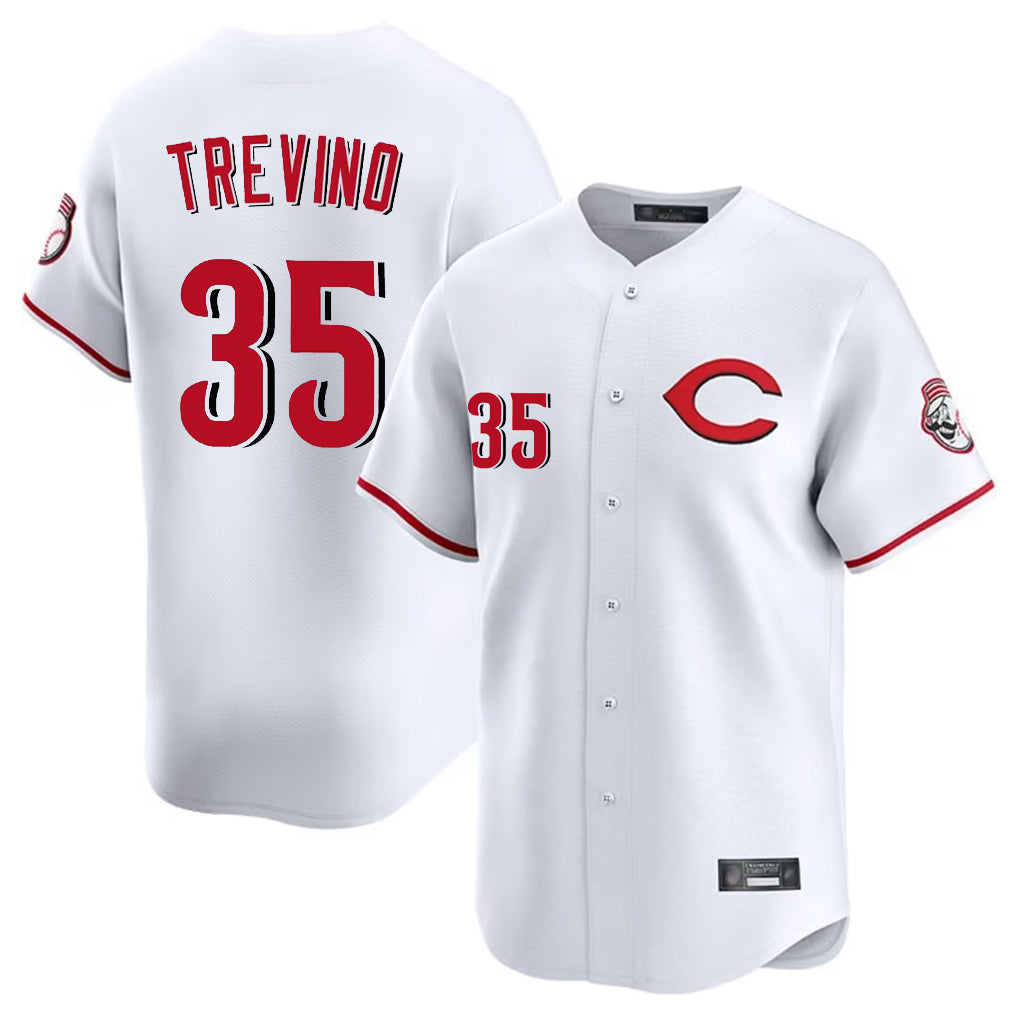 Pouc C.Reds #35 Jose Trevino Player White Limited Home Stitched Jerseys
