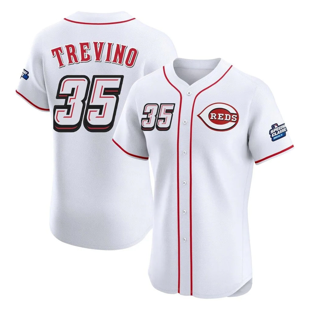 Pouc C.Reds #35 Jose Trevino Player White Speedway Classic Limited Elite Home Stitched Jerseys