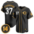 Pouc C.Reds #37 Tyler Stephenson Player Black-Gold Vapor Premier Limited Home Stitched Jerseys