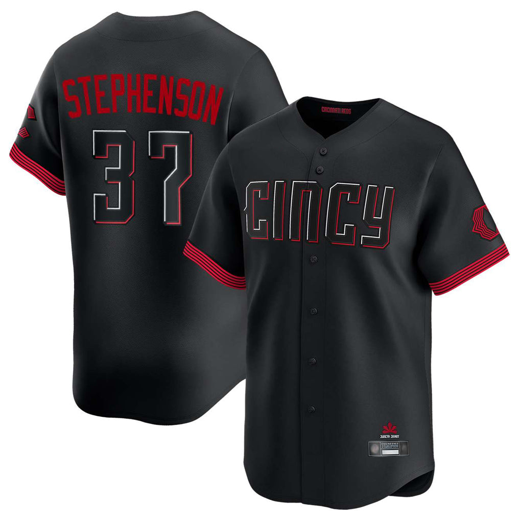 Pouc C.Reds #37 Tyler Stephenson Player Black City Connect Home Limited Stitched Jerseys