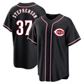 Pouc C.Reds #37 Tyler Stephenson Player Black Fashion Out Home Game Stitched Jerseys