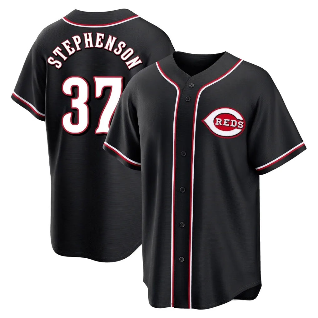Pouc C.Reds #37 Tyler Stephenson Player Black Fashion Out Home Game Stitched Jerseys