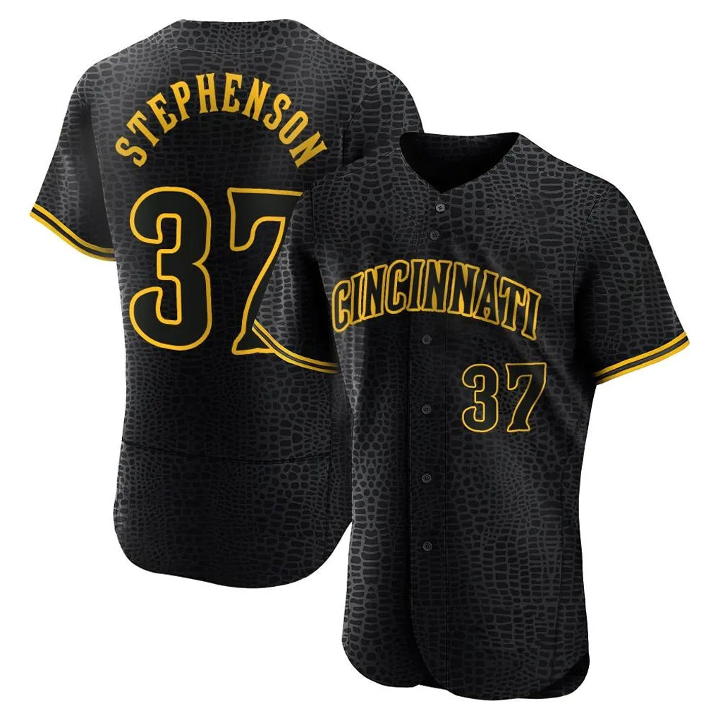 Pouc C.Reds #37 Tyler Stephenson Player Black Snake Skin City Limited Elite Home Stitched Jerseys