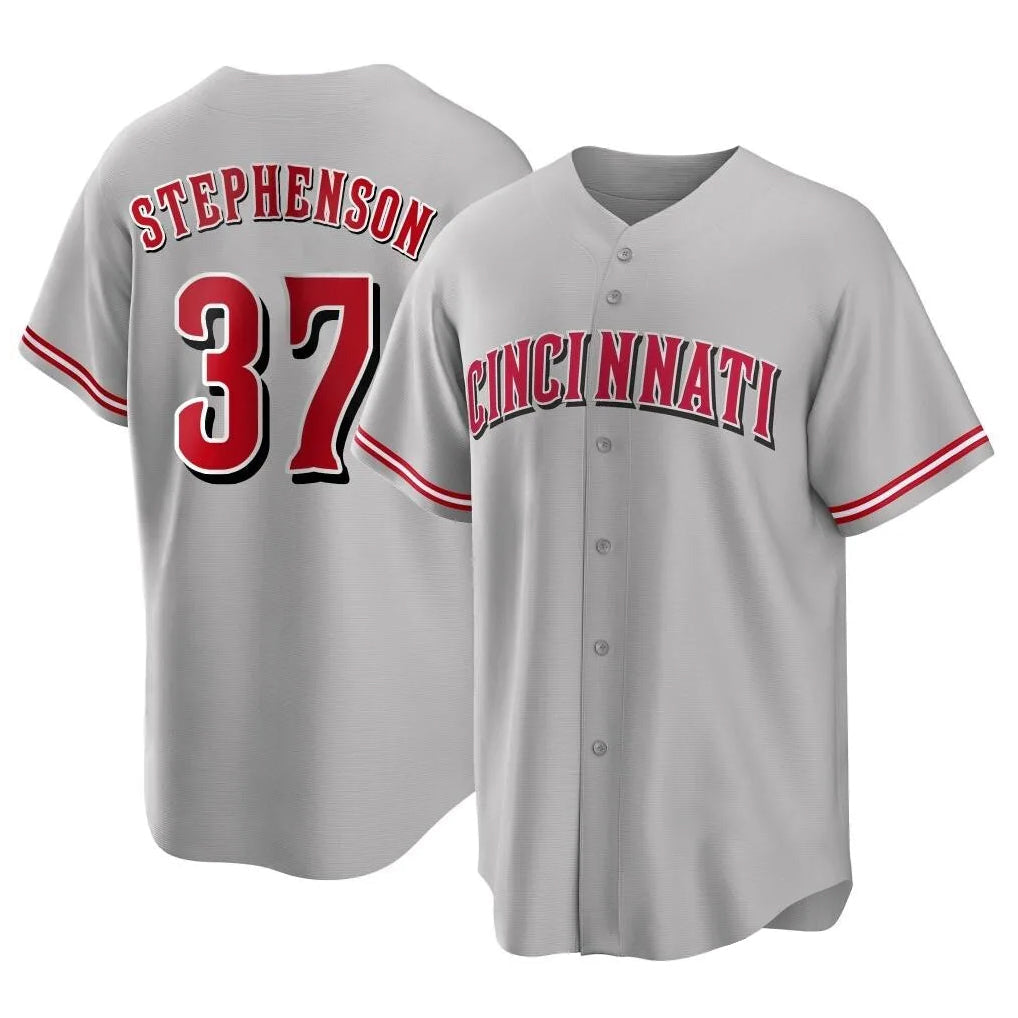 Pouc C.Reds #37 Tyler Stephenson Player Gray Home Game Stitched Jerseys