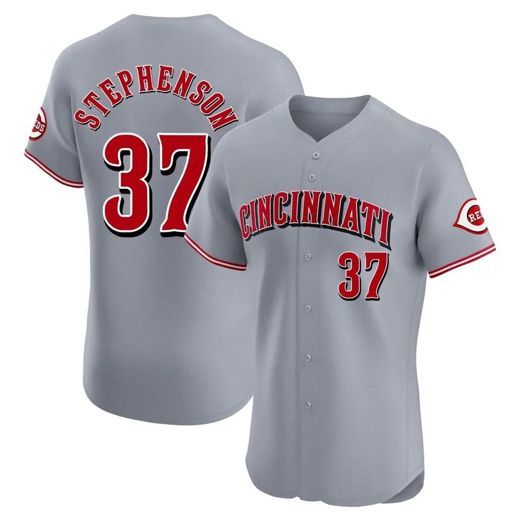 Pouc C.Reds #37 Tyler Stephenson Player Gray Limited Elite Home Stitched Jerseys