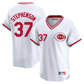 Pouc C.Reds #37 Tyler Stephenson Player White Cooperstown Collection Limited T-shirt Home Stitched Jerseys