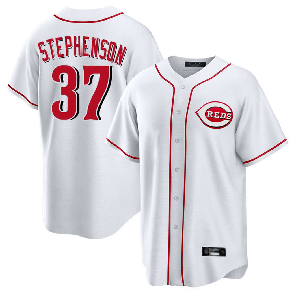 Pouc C.Reds #37 Tyler Stephenson Player White Game Home Stitched Jerseys