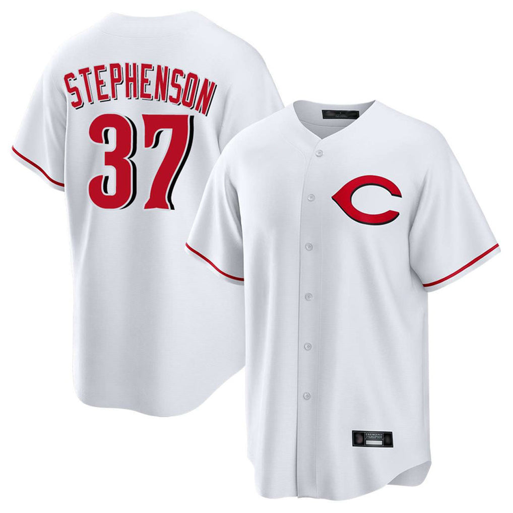 Pouc C.Reds #37 Tyler Stephenson Player White Home Game Stitched Jerseys