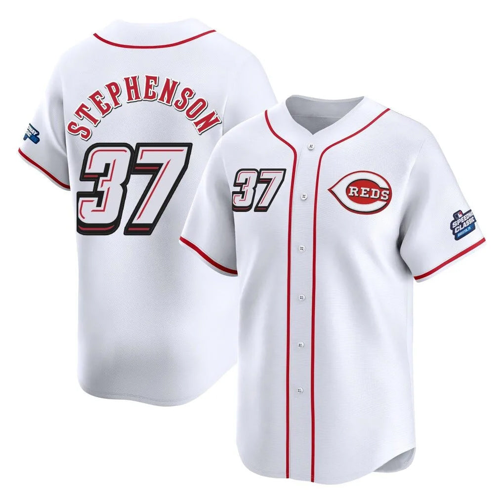 Pouc C.Reds #37 Tyler Stephenson Player White Speedway Classic Home Limited Stitched Jerseys