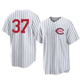 Pouc C.Reds #37 Tyler Stephenson Player White Stripe Field of Dreams Game Home Stitched Jerseys