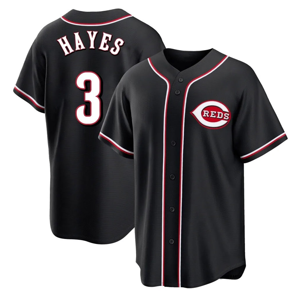 Pouc C.Reds #3 Ke'Bryan Hayes Player Black Fashion Out Home Game Stitched Jerseys
