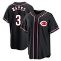 Pouc C.Reds #3 Ke'Bryan Hayes Player Black Fashion Out Home Game Stitched Jerseys