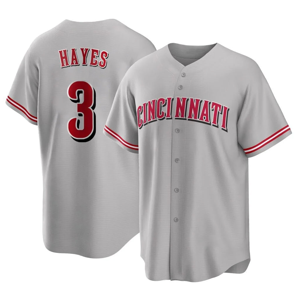 Pouc C.Reds #3 Ke'Bryan Hayes Player Gray Home Game Stitched Jerseys