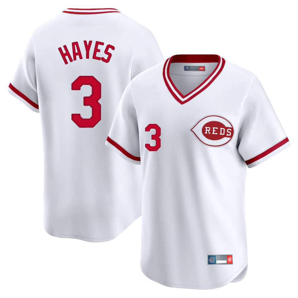 Pouc C.Reds #3 Ke'Bryan Hayes Player White Cooperstown Collection Limited T-shirt Home Stitched Jerseys