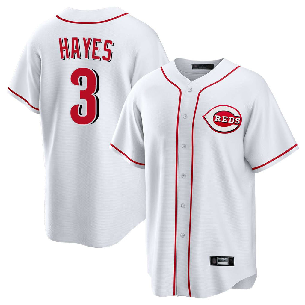 Pouc C.Reds #3 Ke'Bryan Hayes Player White Game Home Stitched Jerseys
