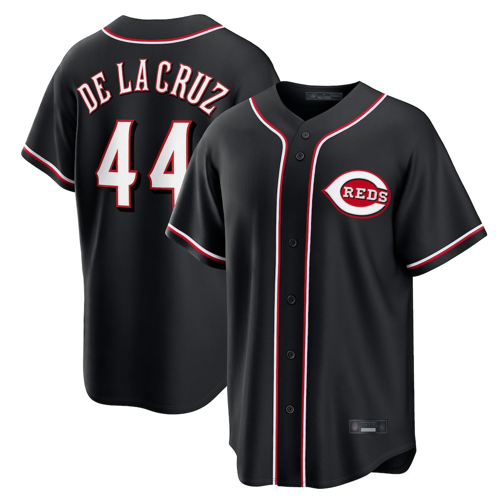 Pouc C.Reds #44 Elly De La Cruz Player Black Fashion Out Home Game Stitched Jerseys