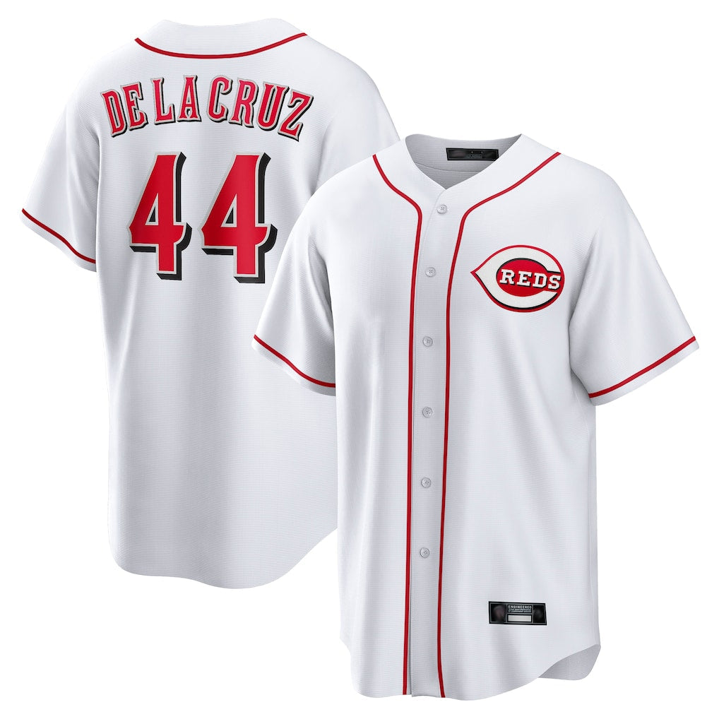 Pouc C.Reds #44 Elly De La Cruz Player White Game Home Stitched Jerseys