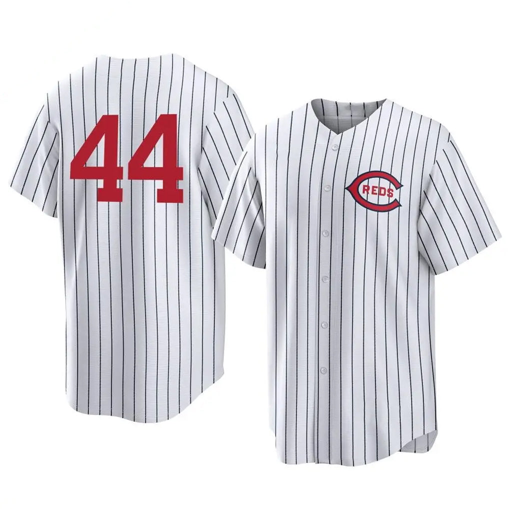 Pouc C.Reds #44 Elly De La Cruz Player White Stripe Field of Dreams Game Home Stitched Jerseys