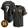 Pouc C.Reds #7 Spencer Steer Player Black-Gold Vapor Premier Limited Home Stitched Jerseys