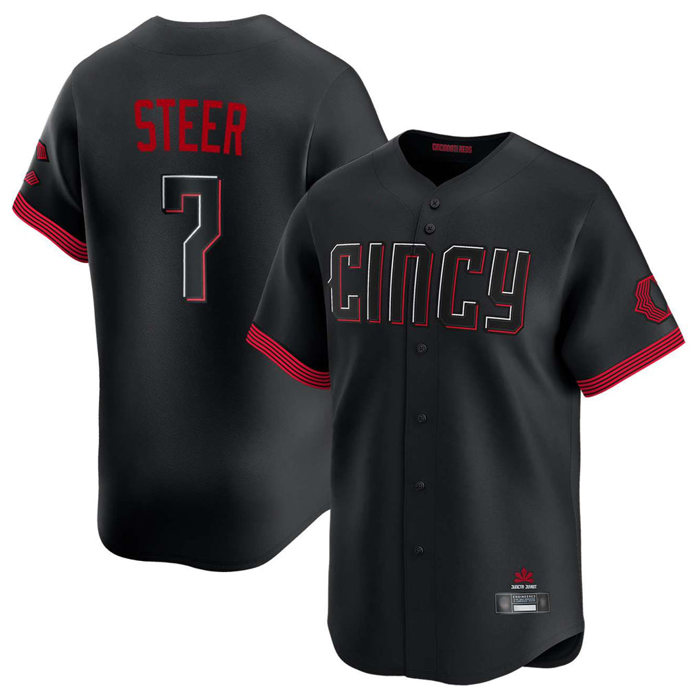 Pouc C.Reds #7 Spencer Steer Player Black City Connect Home Limited Stitched Jerseys