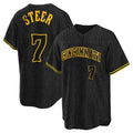 Pouc C.Reds #7 Spencer Steer Player Black Snake Skin City Home Stitched Jerseys
