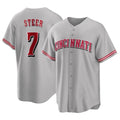 Pouc C.Reds #7 Spencer Steer Player Gray Home Game Stitched Jerseys