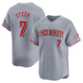 Pouc C.Reds #7 Spencer Steer Player Gray Home Limited Stitched Jerseys