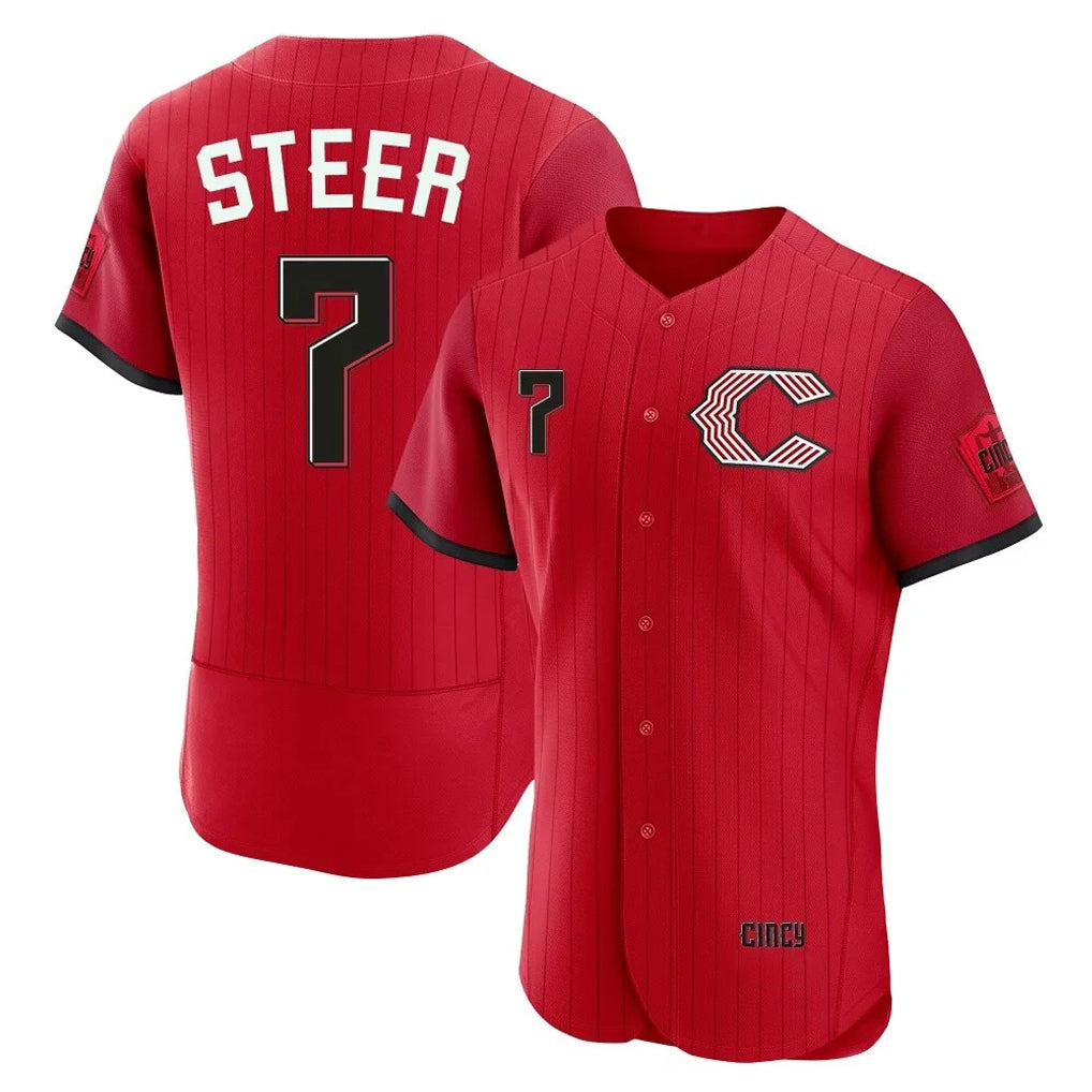Pouc C.Reds #7 Spencer Steer Player Red 2026 City Connect Limited Elite Home Stitched Jerseys