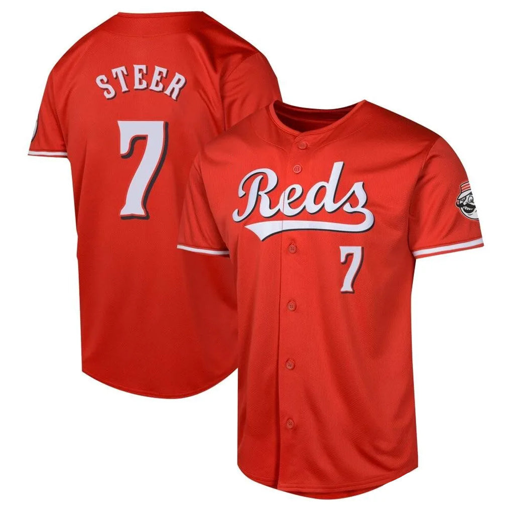 Pouc C.Reds #7 Spencer Steer Player Red 2026 City Connect Limited Home Stitched Jerseys