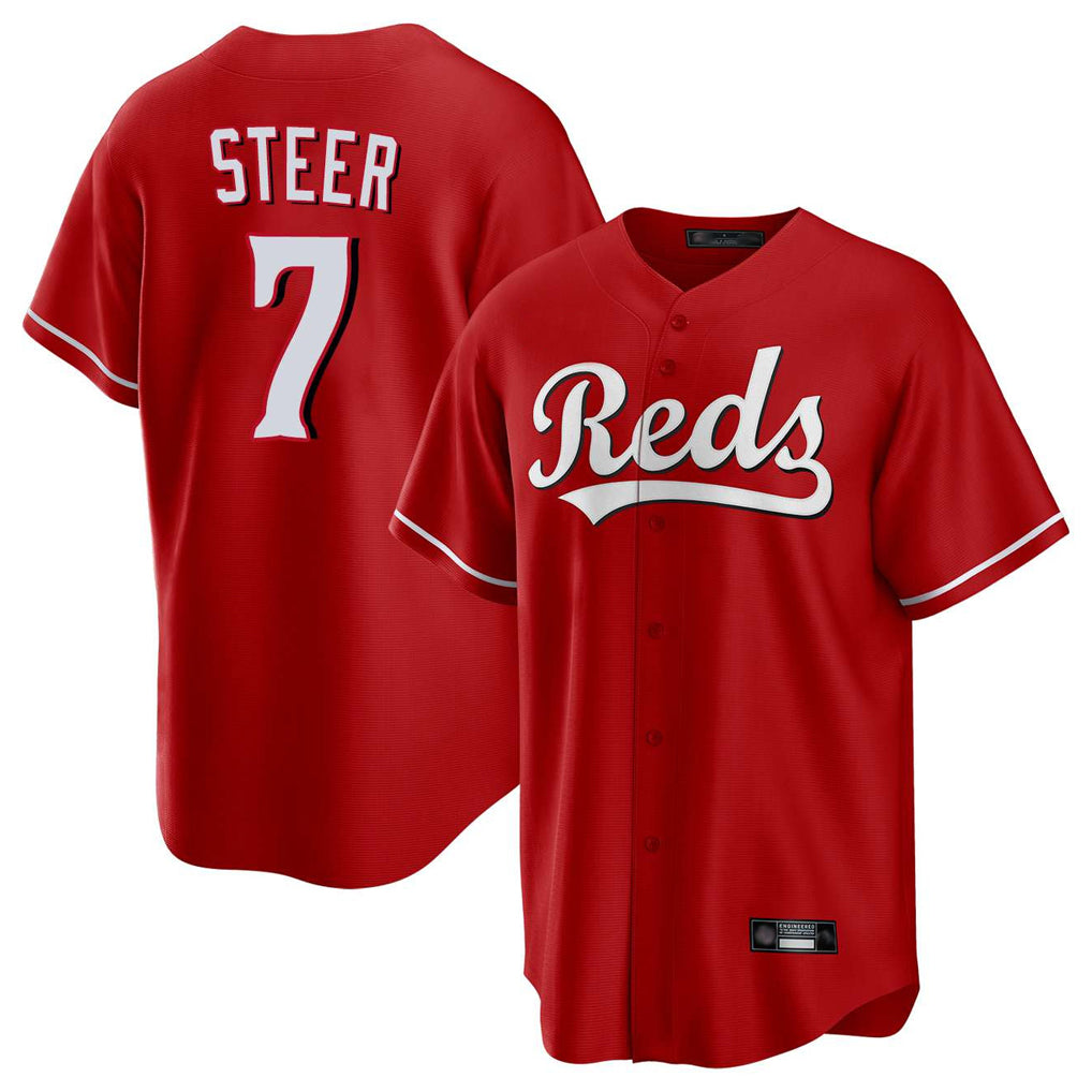 Pouc C.Reds #7 Spencer Steer Player Red Home Game Stitched Jerseys