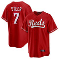 Pouc C.Reds #7 Spencer Steer Player Red Home Game Stitched Jerseys