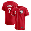 Pouc C.Reds #7 Spencer Steer Player Red Limited Elite Home Game Stitched Jerseys