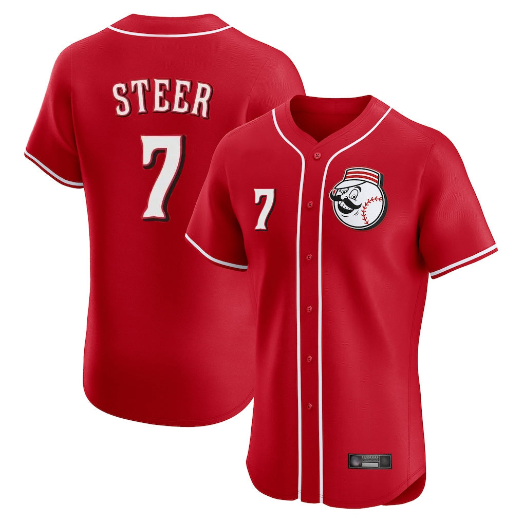 Pouc C.Reds #7 Spencer Steer Player Red Limited Elite Home Game Stitched Jerseys