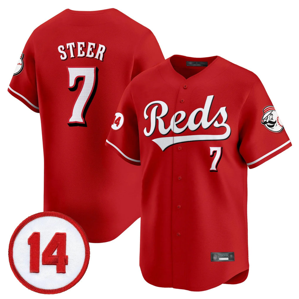 Pouc C.Reds #7 Spencer Steer Player Red Vapor Premier Limited Home Stitched Jerseys