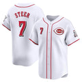 Pouc C.Reds #7 Spencer Steer Player White Home Limited Stitched Jerseys