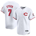 Pouc C.Reds #7 Spencer Steer Player White Limited Home Stitched Jerseys