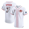 Pouc C.Reds #7 Spencer Steer Player White Speedway Classic Limited Elite Home Stitched Jerseys