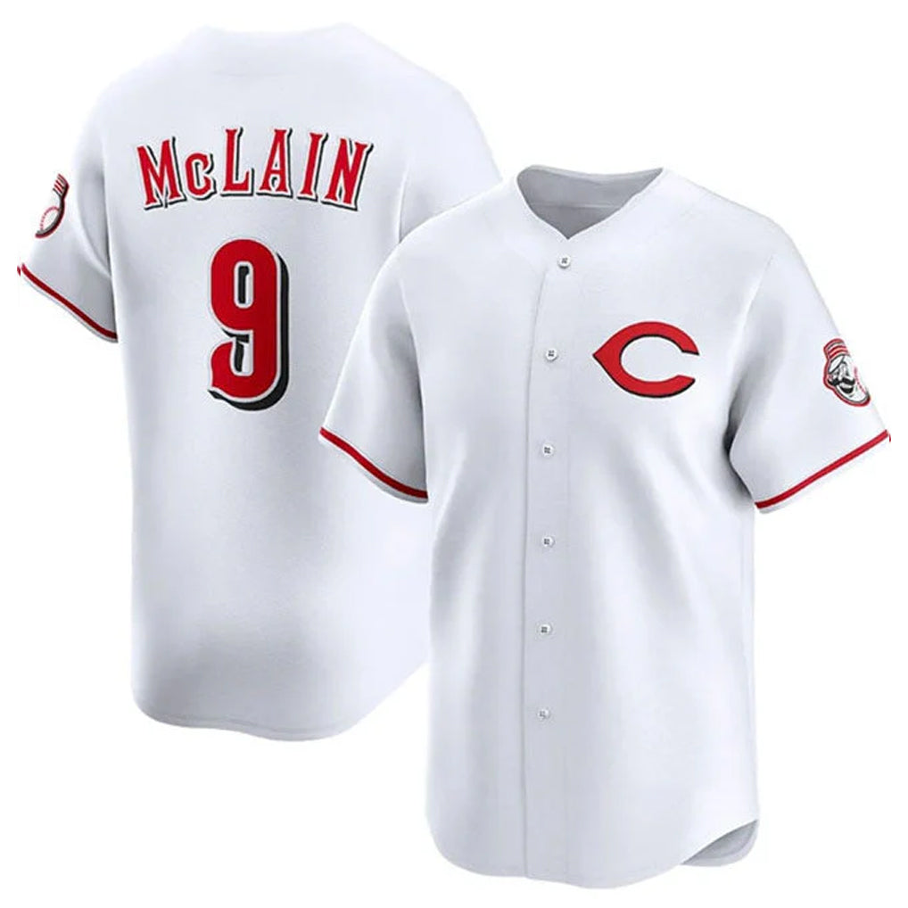 Pouc C.Reds #9 Matt McLain Player White Limited Home Stitched Jerseys